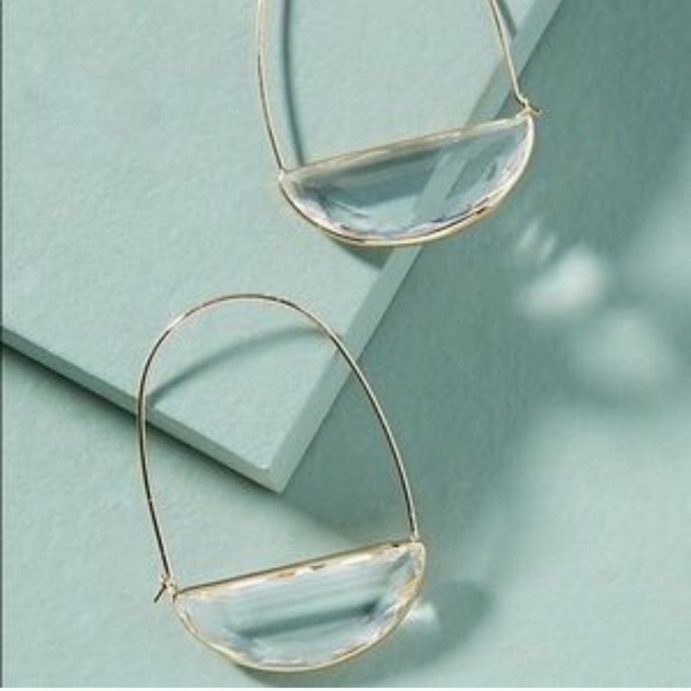 Crescent crystal hoop earrings